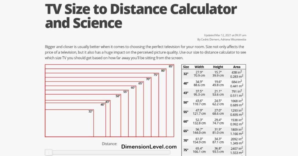 TV Size to Distance Calculator and Science